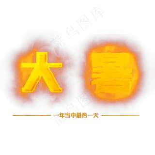 大暑金色质感火焰艺术字
