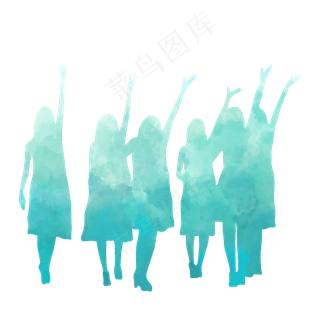 毕业季学生青春蓝色剪影