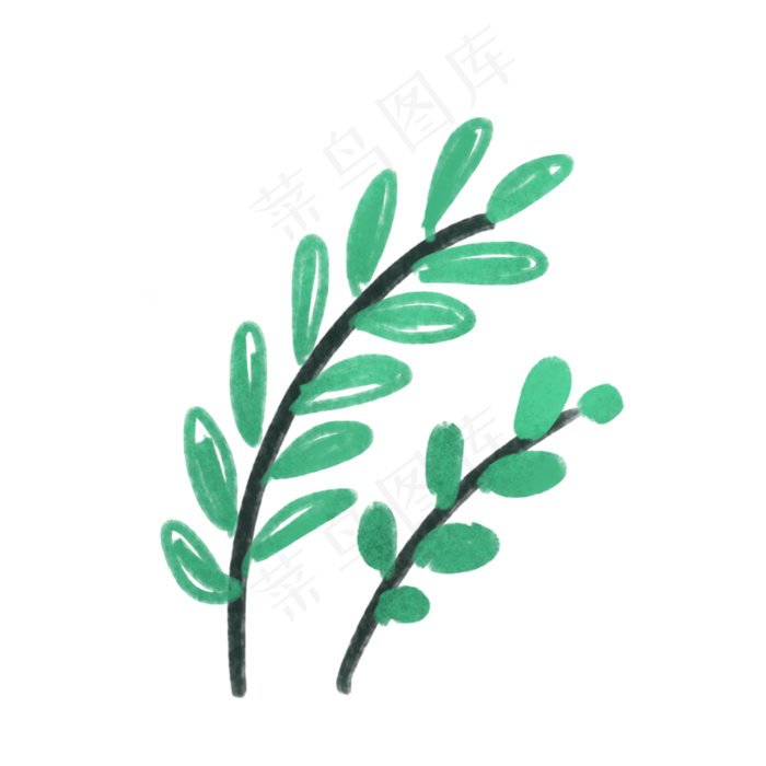 一个水彩绿色的叶子免抠图