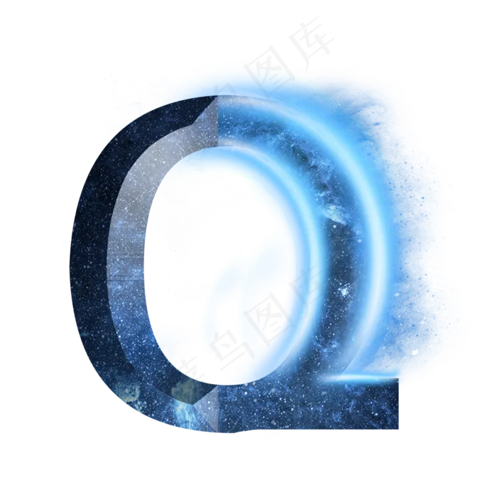 炫酷蓝色星空星辰字母Q(3000X3000(DPI:300))psd模版下载