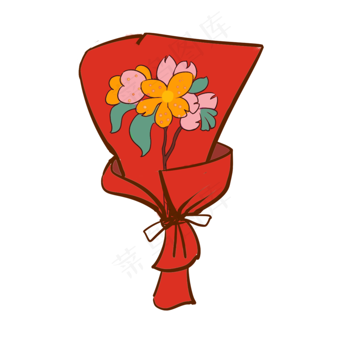 花卉红色花朵手绘装饰图案