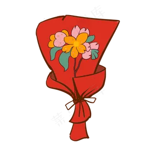 花卉红色花朵手绘装饰图案