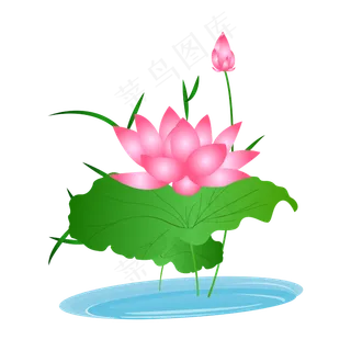 矢量卡通粉色莲花