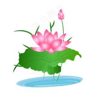 矢量卡通粉色莲花