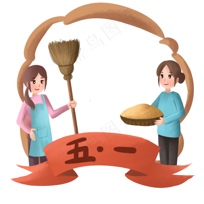 劳动节劳动女性边框(3000X3000(DPI:299))psd模版下载