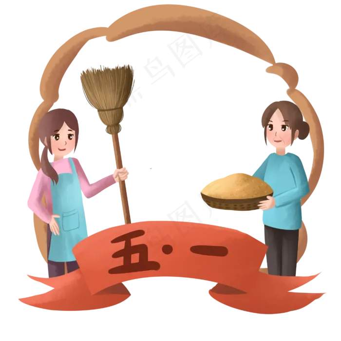 劳动节劳动女性边框(3000X3000(DPI:299))psd模版下载