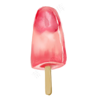 夏天草莓冰棒手绘,免抠元素