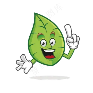 竖着食指的叶子矢量素材