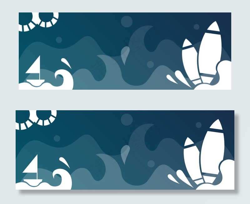 简约暑假海边电商banner(8000*2917px 	      )ai矢量模版下载