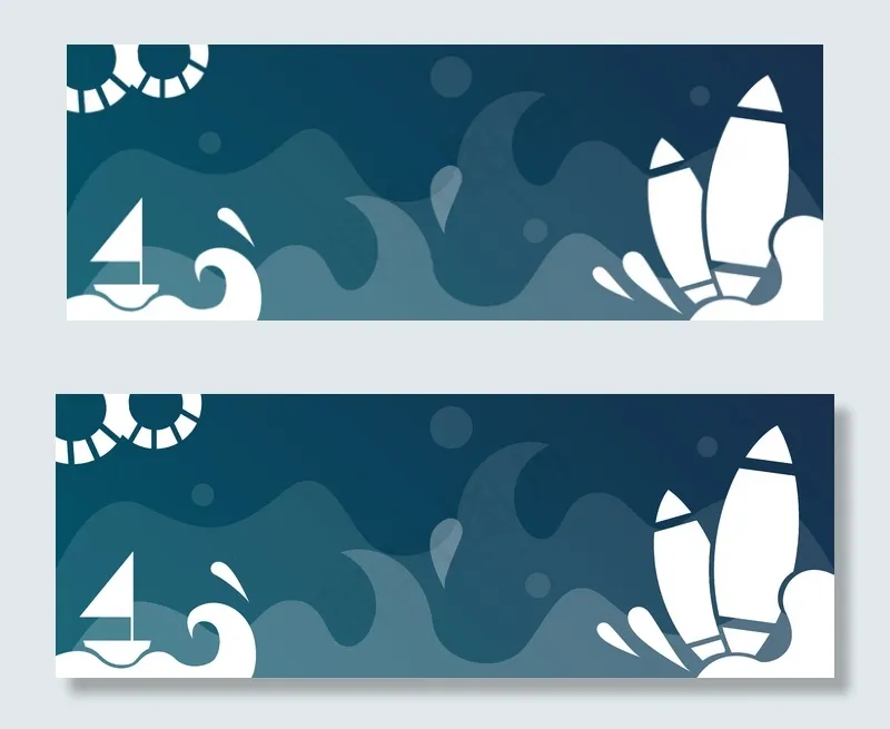 简约暑假海边电商banner(8000*2917px 	      )ai矢量模版下载