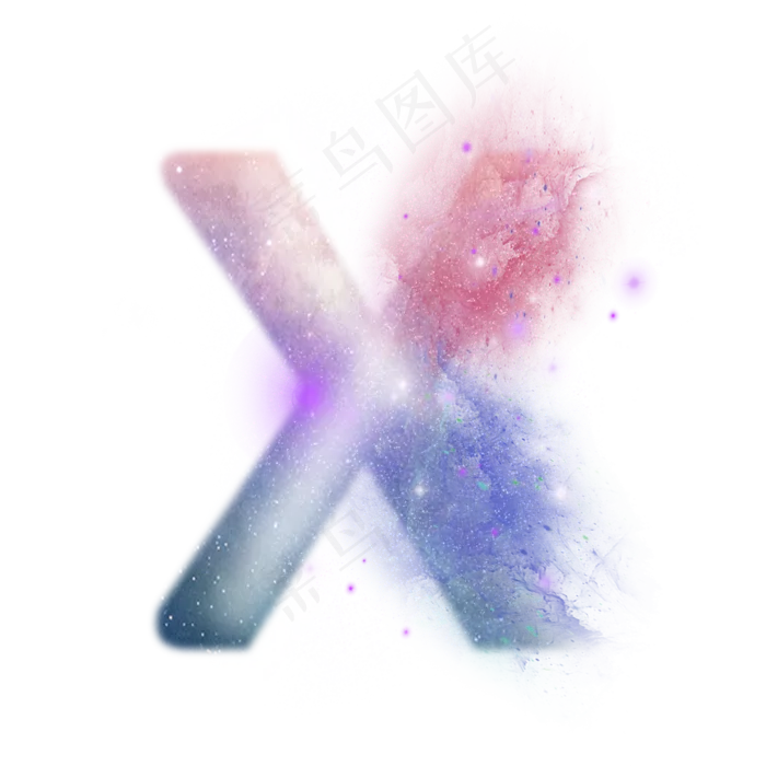 创意星空蓝色红色字母X,免抠元素艺术字(3000X3000(DPI:300))psd模版下载