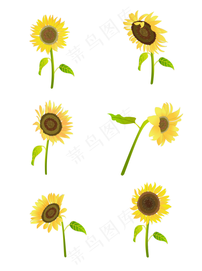 手绘向日葵元素之小清新黄色太阳