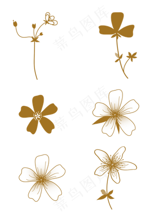 初秋色系简约手绘花朵可商用