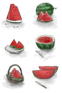 处暑中国水墨水果西瓜