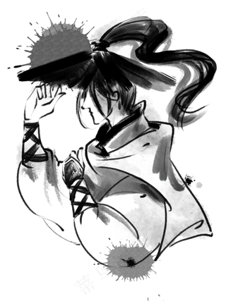 水墨武侠手绘透明元素,免抠元素