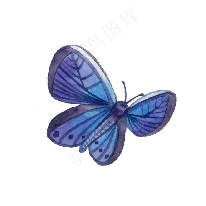 蝴蝶紫蓝渐变昆虫翅膀水彩PNG,免抠元素(2000X2000(DPI:200))psd模版下载