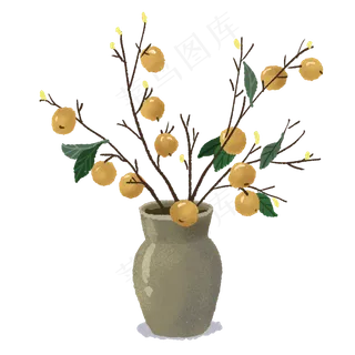 插在花瓶的黄色果子