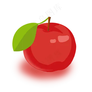 红富士苹果手绘水果红色