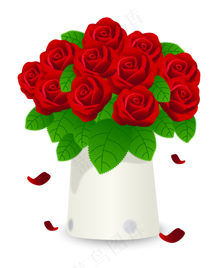 红色的玫瑰花(2000*2500px 300 dpi )ai矢量模版下载