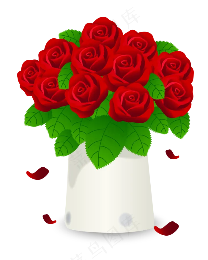 红色的玫瑰花(2000*2500px 300 dpi )ai矢量模版下载