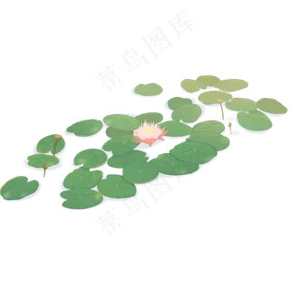 绿色荷叶水墨荷花