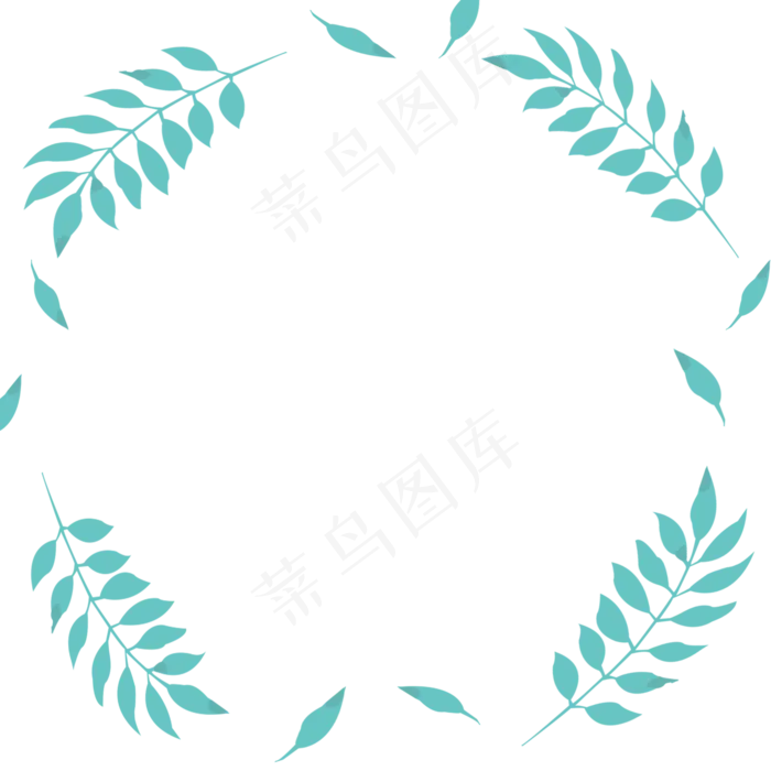春天浅蓝色浪漫树叶边框流线型树(2000X2000(DPI:300))psd模版下载