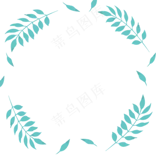 春天浅蓝色浪漫树叶边框流线型树