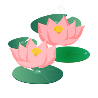 手绘卡通粉色荷花