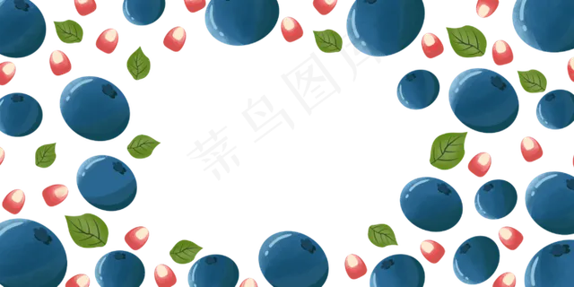 夏日水果装饰边框蓝莓
