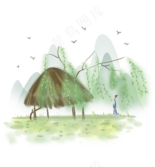 中国风踏青的古人,免抠元素