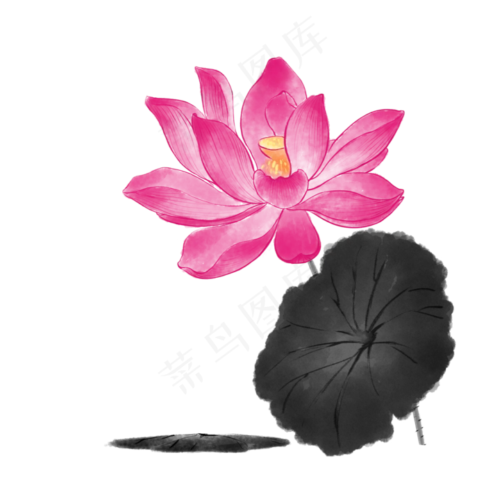 中国风荷花水墨画(2000X2000(DPI:300))psd模版下载