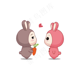 可爱情人节小兔子表白免抠素材下