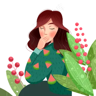 在花朵植物里的女孩