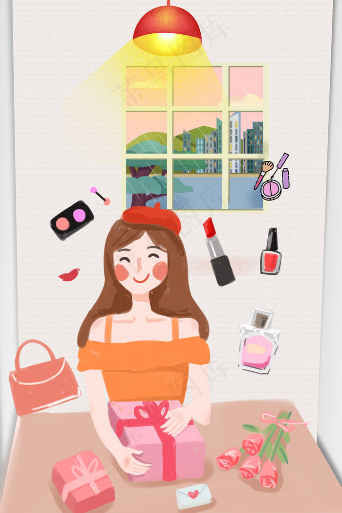 简约清新三八妇女节背景