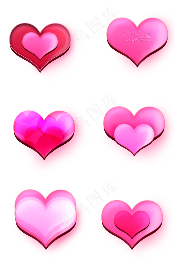 情人节发光立体粉红心,免抠元素