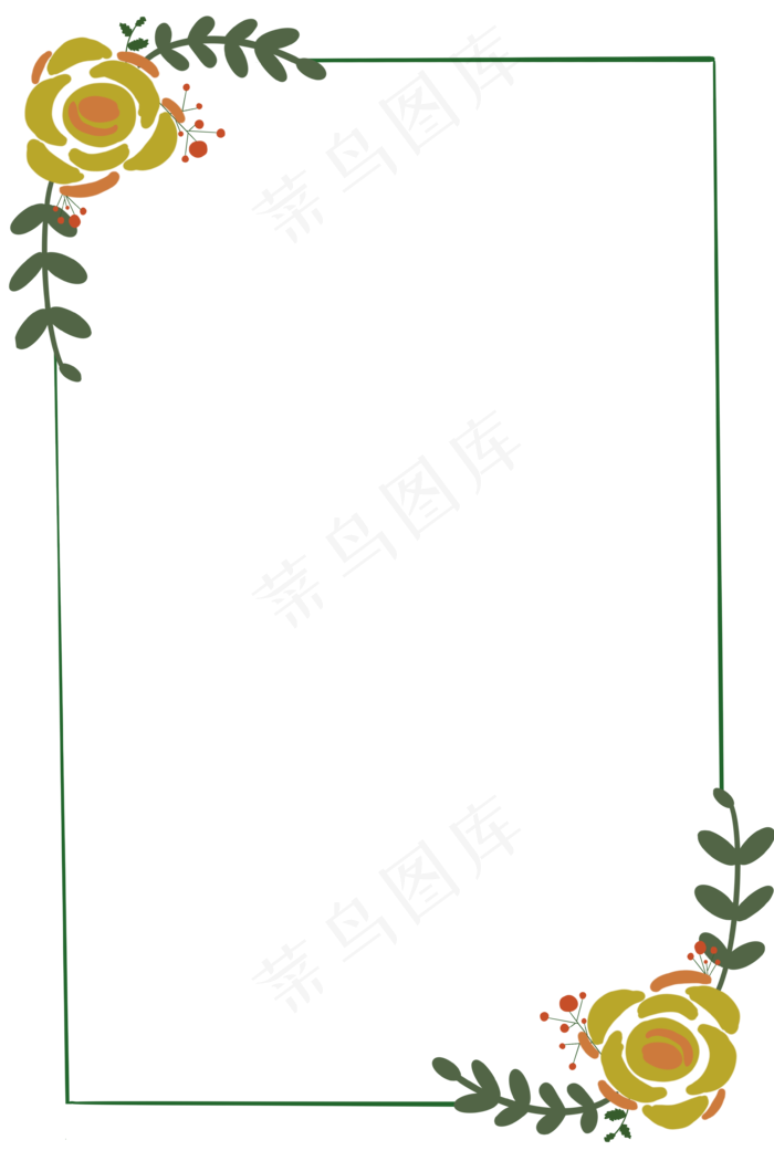 黄色简约花朵边框(3543X5315(DPI:300))psd模版下载