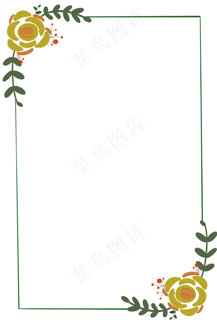 黄色简约花朵边框(3543X5315(DPI:300))psd模版下载