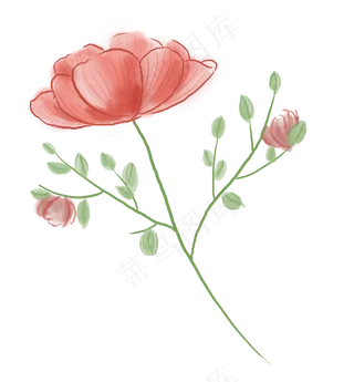 春天淡彩红色花卉