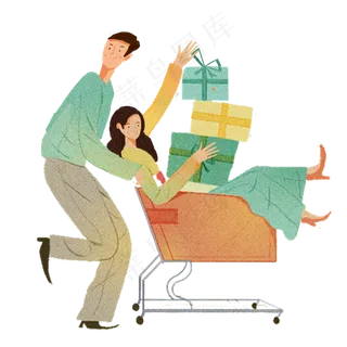 卡通人物疯狂购物