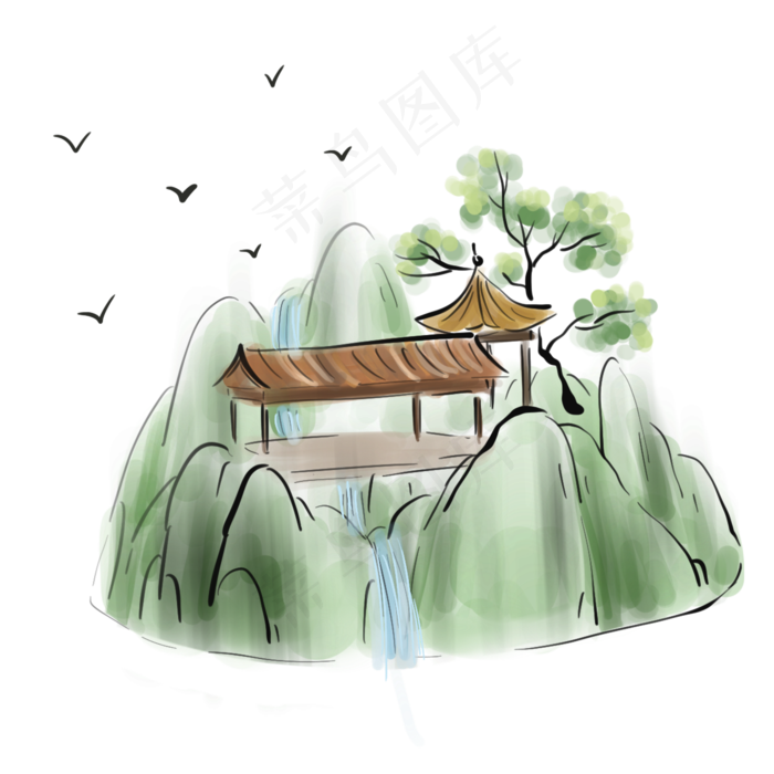 中国风水墨山水(2000X2000(DPI:300))psd模版下载