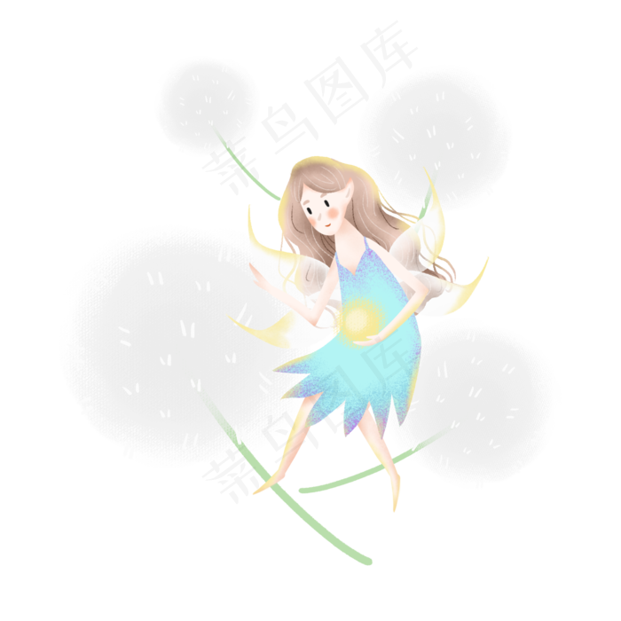 白色蒲公英和小精灵(2000X2000(DPI:300))psd模版下载
