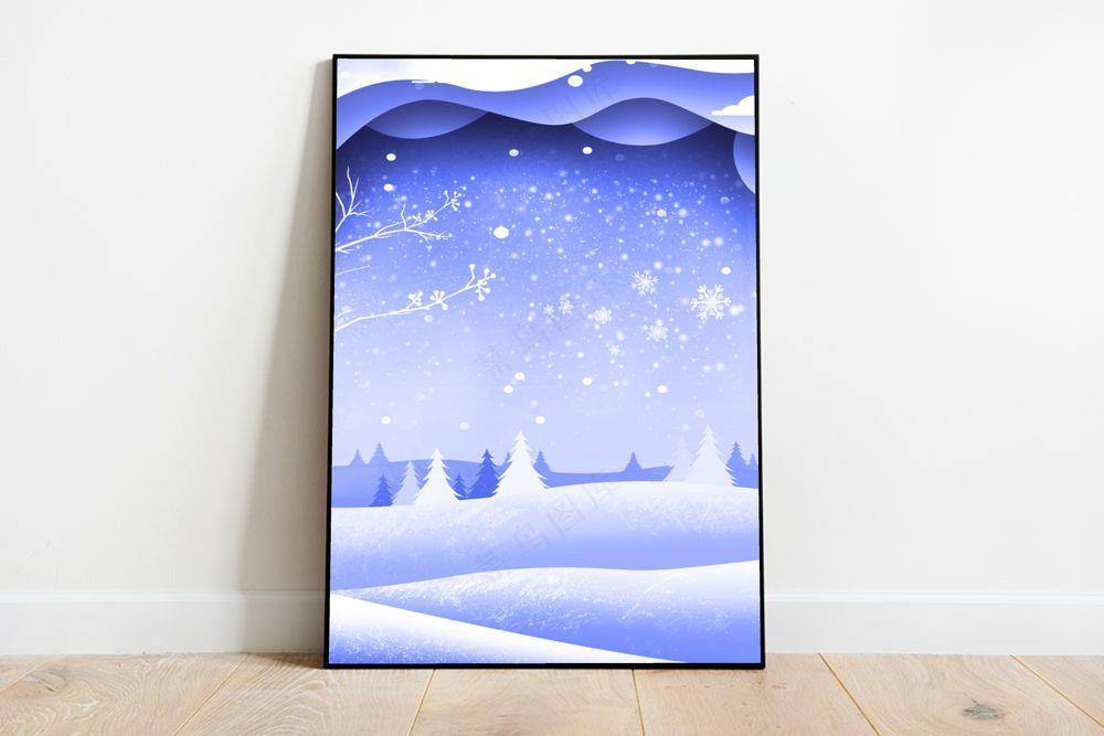 二十四节气大寒大雪雪景海报