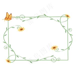 小清新手绘花藤边框