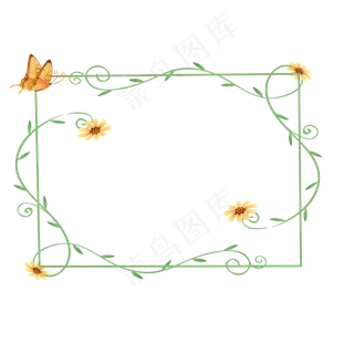 小清新手绘花藤边框