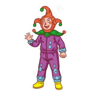 小丑愚人节打招呼人物,免抠元素