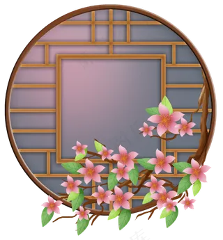 春天窗外的桃树,免抠元素