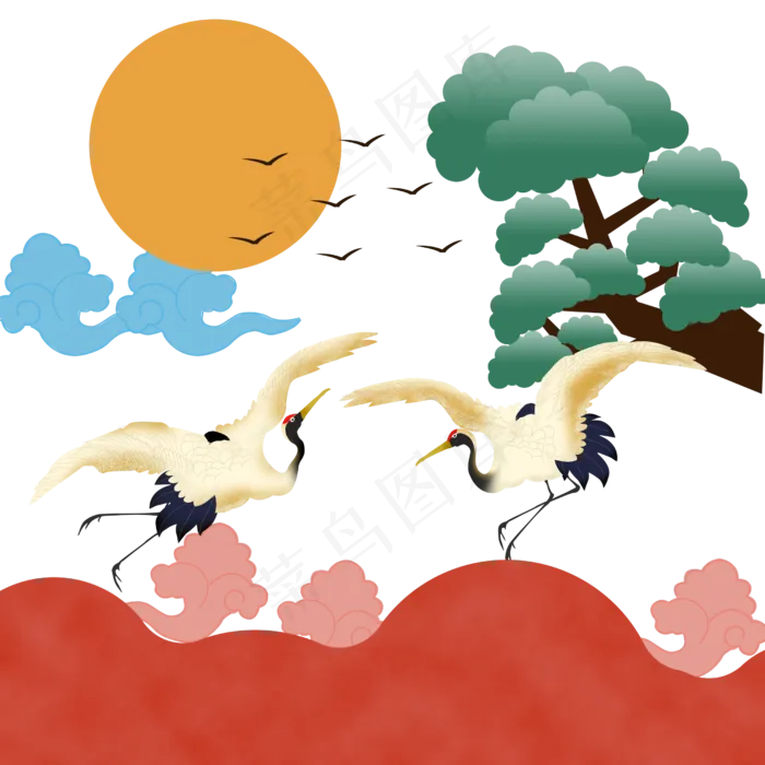中国古风仙鹤古典(2500X2500(DPI:300))psd模版下载