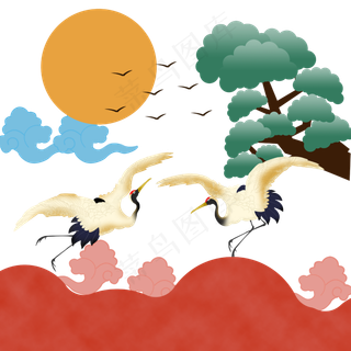 中国古风仙鹤古典