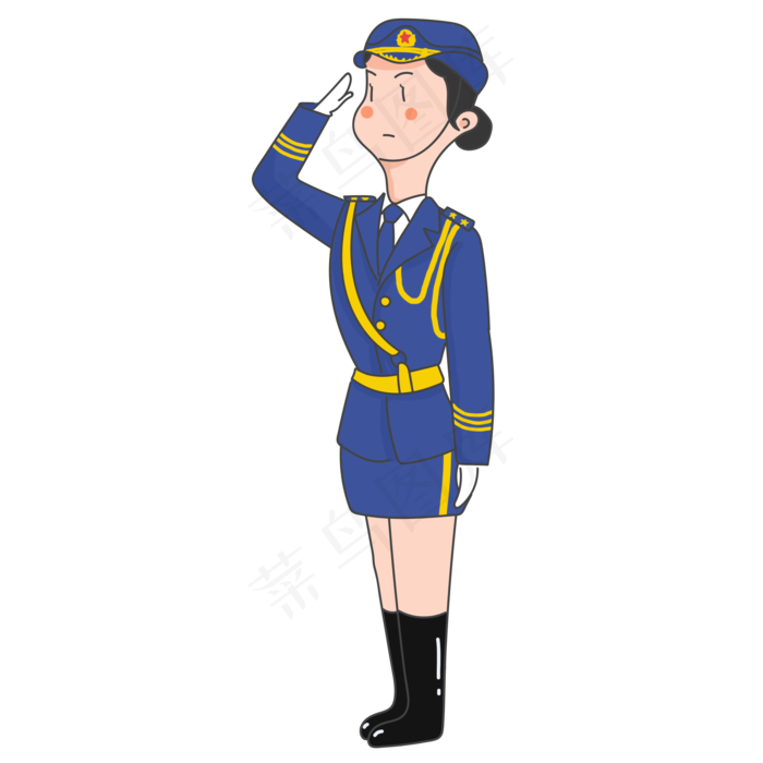 建军节党建军人女兵军礼可爱卡通(2000X2000(DPI:150))psd模版下载