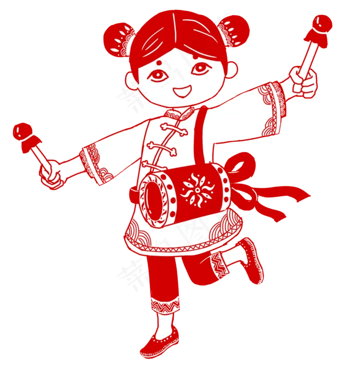 卡通新年鼠年剪纸农历2020,免抠元素